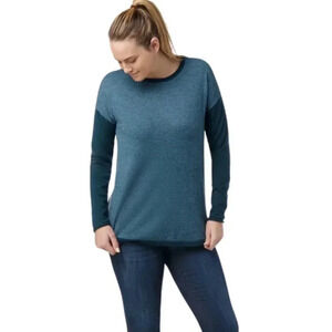Smartwool NWT Women's Blue Colorblock  Crew Sweater Wool Shadow Pine Size XS